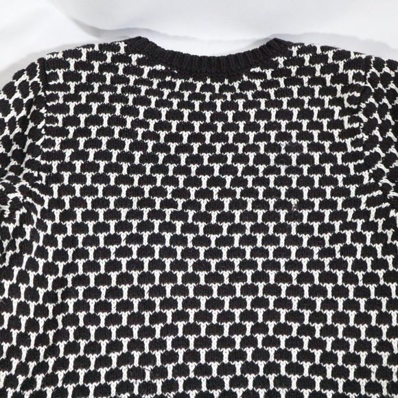 KIRNA ZABETE Black and White Woven Half Sleeve Sweater Sz Medium US Women - Picture 5 of 9